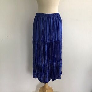 Vintage Young Country Western Wear Cobalt Blue Boho Cowgirl Tiered Skirt  L/XL